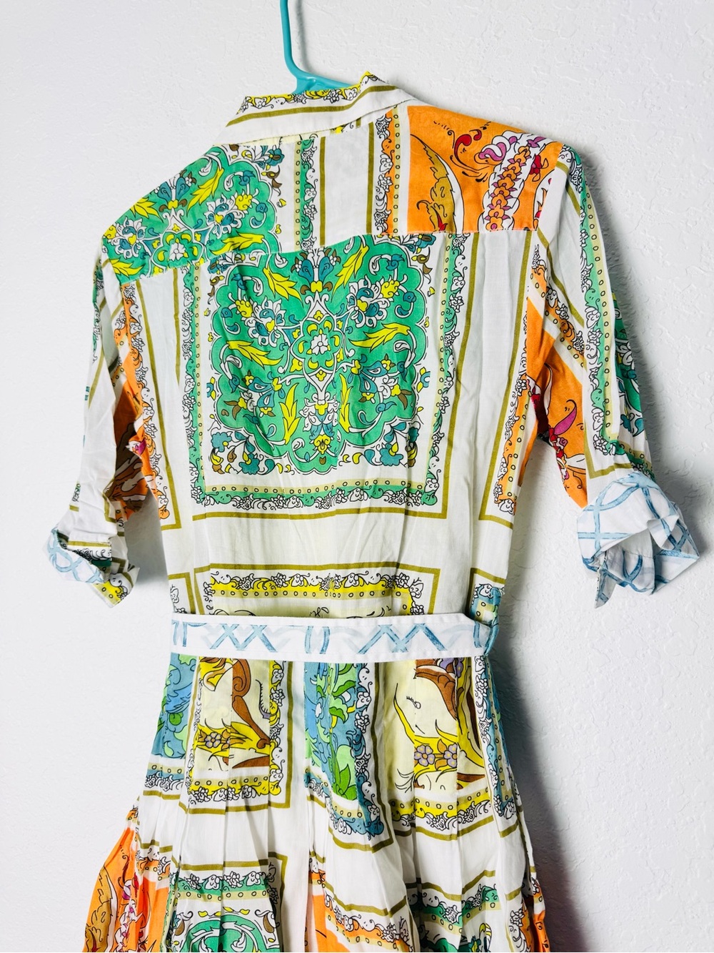 Dizzy Lizzie Dress Size Small printed Multicolor Patchwork Belted Cotton - Picture 4 of 9